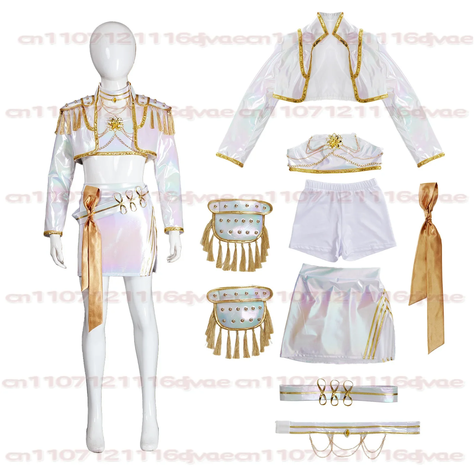 Kids Kpop Demon Hunters Huntrix Mira Cosplay Costume White Suit Child Girls Idol Roleplay Outfit for Halloween Carnival Parties