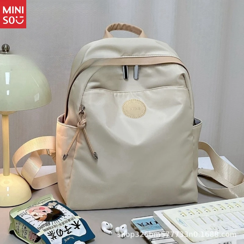 Miniso 2025 Women's Casual Canvas Bag, Versatile Commuter Tote & Backpack, Summer Shoulder Purse