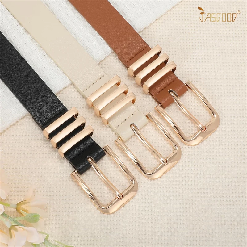 Fashion Women's Belt Fashion Gold Policy Buckle Black Brown Women's Daily Casual Versatile Jeans Women's Belt