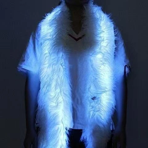 توهج الظلام LED وشاح رقيق الشتاء الدافئ وشاح تضيء يمكن ارتداؤها التكنولوجيا ليلة نادي الهذيان عيد الميلاد حزب الأزياء التبعي أحدث #5