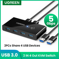 UGREEN USB Switch USB 3.0 2.0 Switcher for Xiaomi Mi Box Keyboard Mouse Printer Monitor 2 PCs Sharing 4 Devices USB Switch