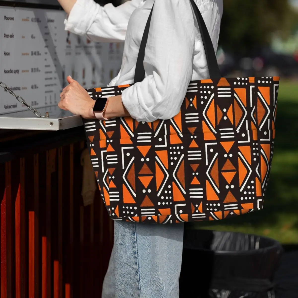 

African Bogolan Africa Ethnic Tribal Art Beach Tote Bag Sport Gym Yoga Duffle Large Tote Bag Women Travel Bag Fitness bag