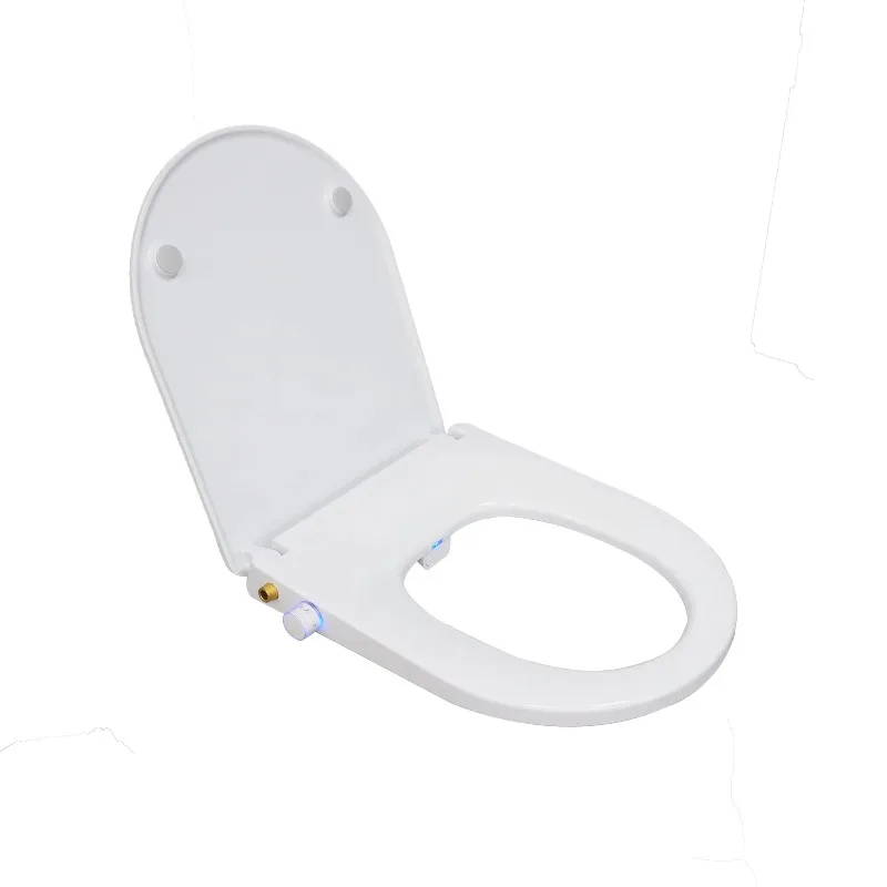 

D-shaped quick-release bidet toilet seat with dual spray self-cleaning and heated seat