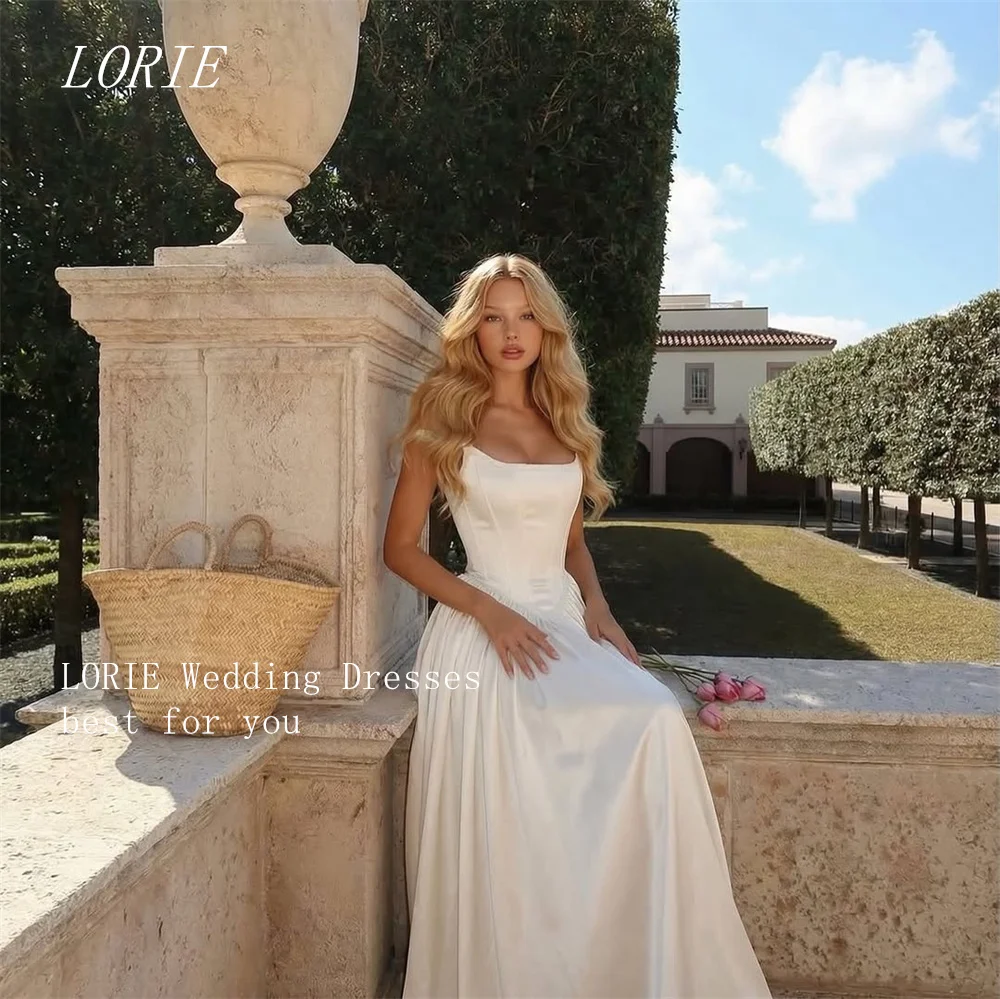 LORIE Luxury Classical A Line Civil Wedding Dress Simple Bridal Dresses Square Collar Engagement Wedding Gown Customized 2026
