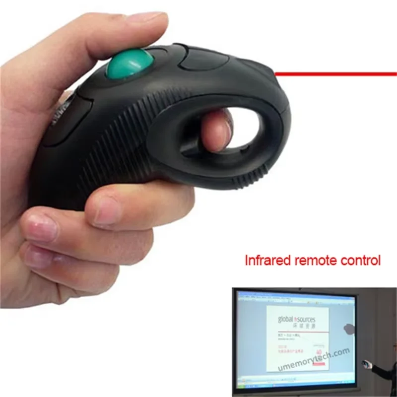 2.4G Wireless Trackball Mouse With Laser and Roller Ergonomics Portable PPT Remote Control Handheld USB Finger Mice For Speech