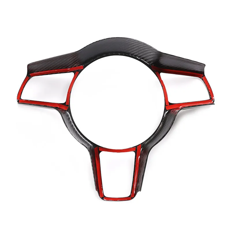 ABS Carbon Fiber Grain Car Accessories Interior Steering Wheel Cover Trim For Porsche Cayenne Macan Panamera 718 918 911 view 3