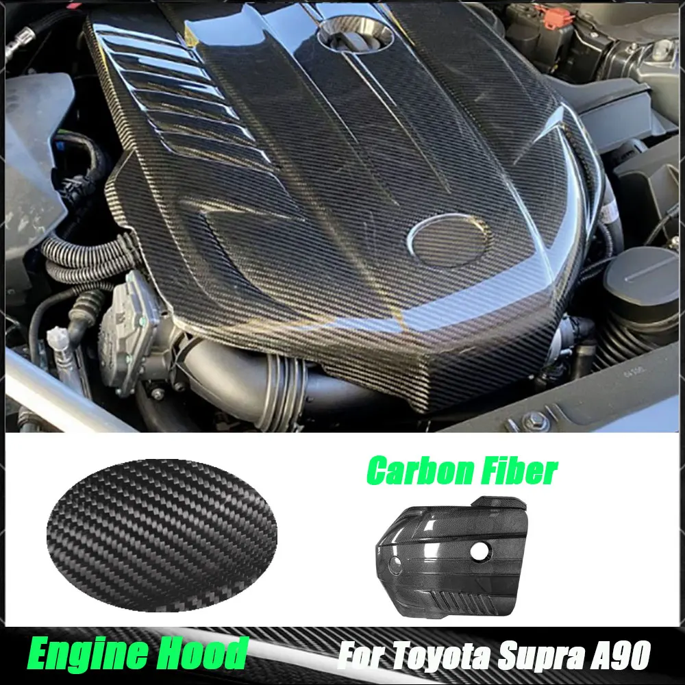 

For Toyota Supra A90 2019+ Carbon Fiber Engine Cover Replacement Engine Hood Interior Hood Trim Body Kit Car Accessories