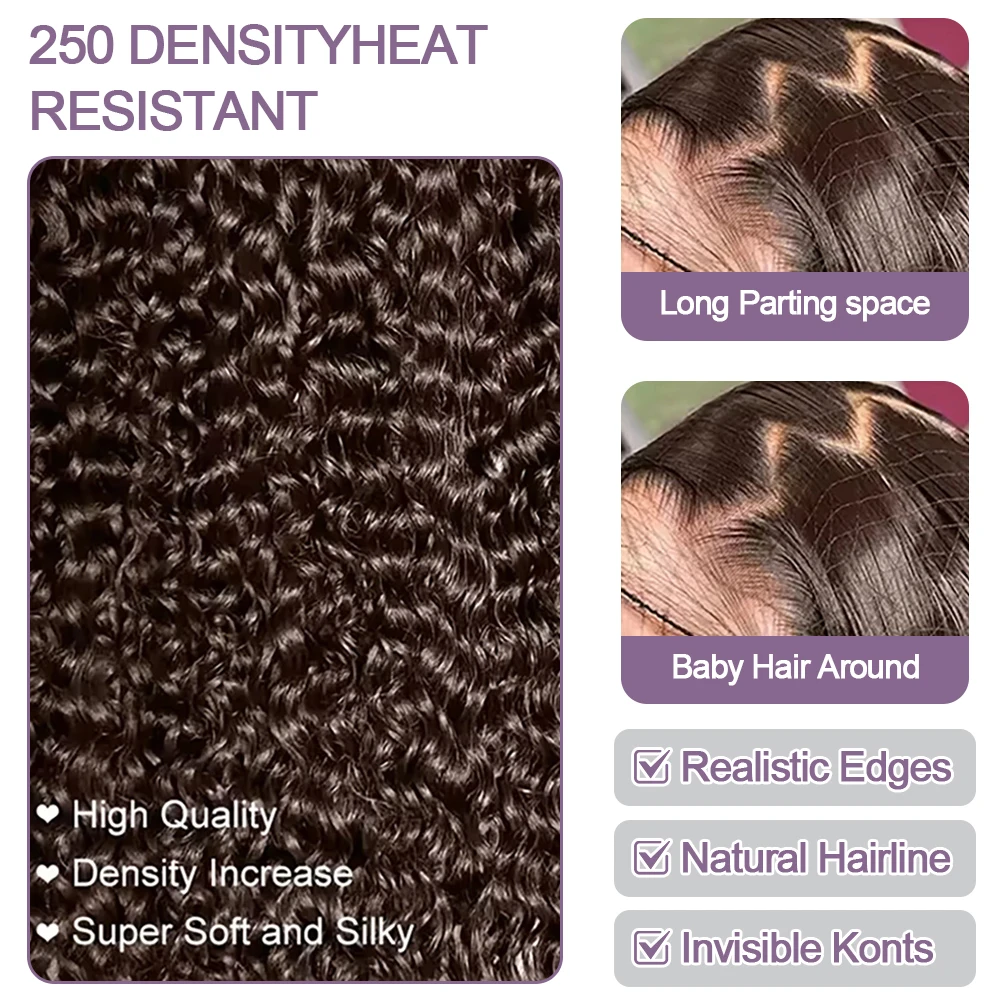 Chocolate Brown Jerry Curly Lace Front Wig 7x5 Gluleless Colored Human Hair Wigs Pre Plucked Deep Wave 13x6 HD Lace Frontal Wig