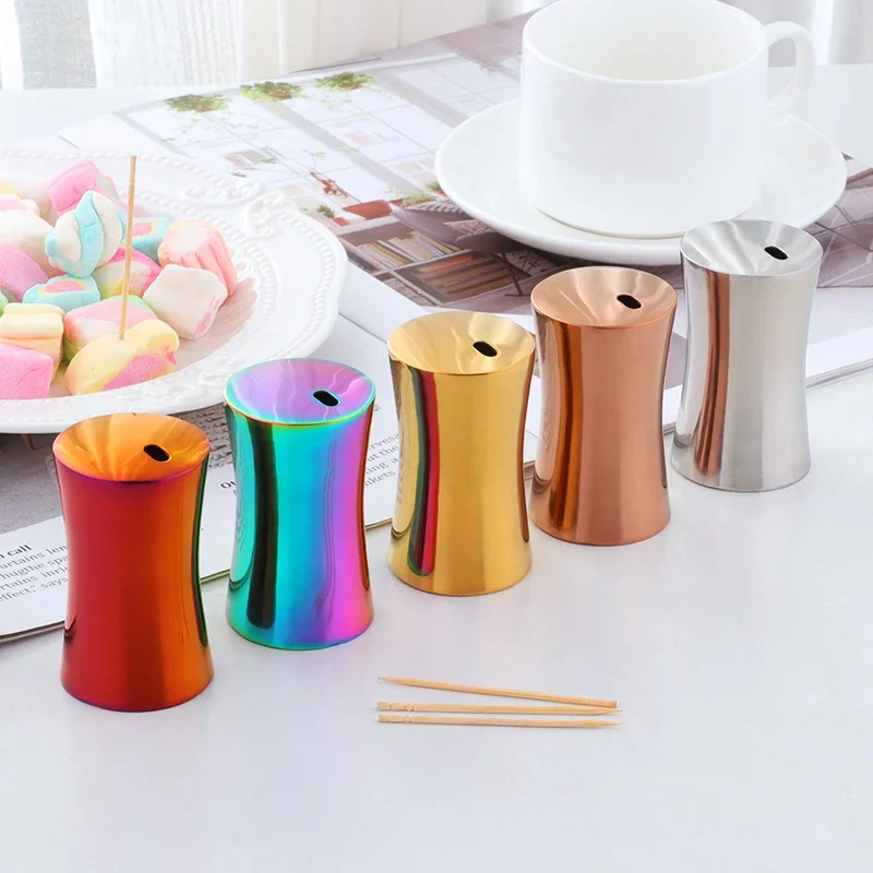 1pcs Stainless Steel Toothpick Box Mini Toothpick Holder Metal Household Table Toothpick Dispenser Kitchen Accessories