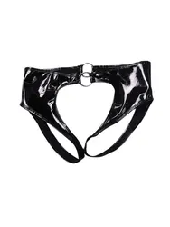 Elastic Latex PVC Low-Rise G-string Oil Shiny Sexy Micro Thong T-Back PU Faux Leather Sexy Brifes Gay Wear Plus Size Open Crotch