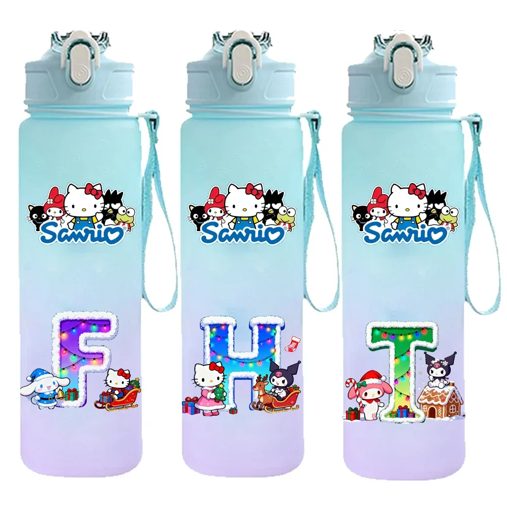 Sanrio Hello Kitty Рождественская бутылка для воды с буквами, не содержит BPA, большая емкость, герметичная портативная спортивная чашка с героями мультфильмов, идеальный подарок