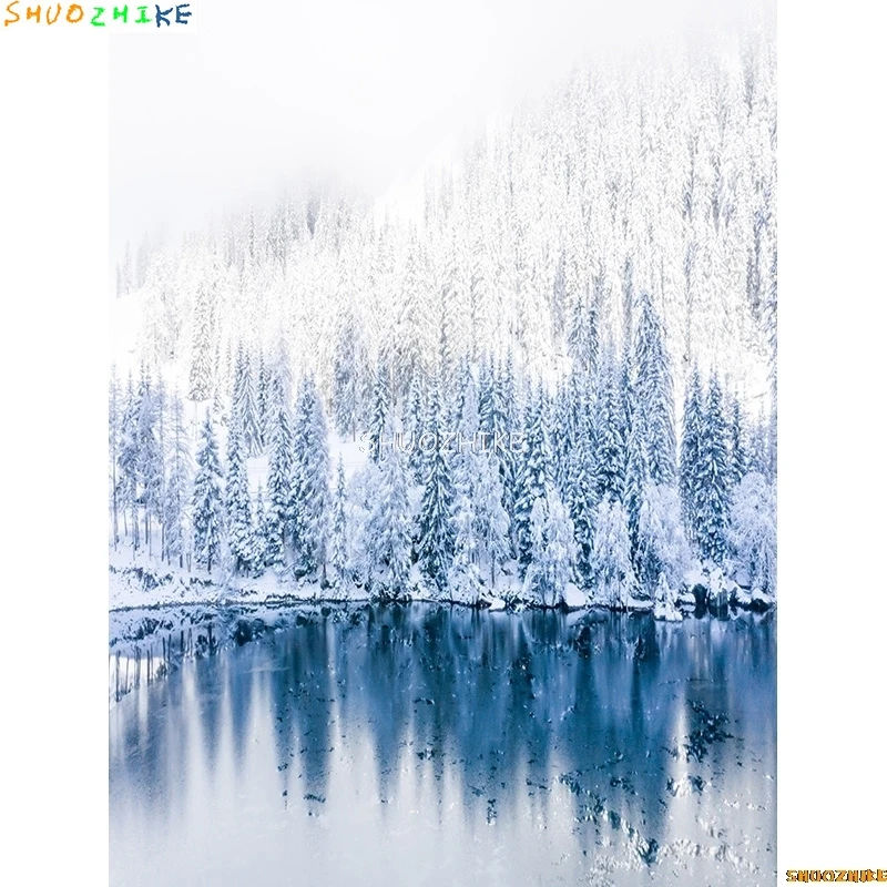 قطرات خلفية للتصوير الفوتوغرافي للغابات الشتوية ، طريق مغطى بالثلوج ، ندف الثلج ، أشجار التنوب ، خلفية الصورة ،