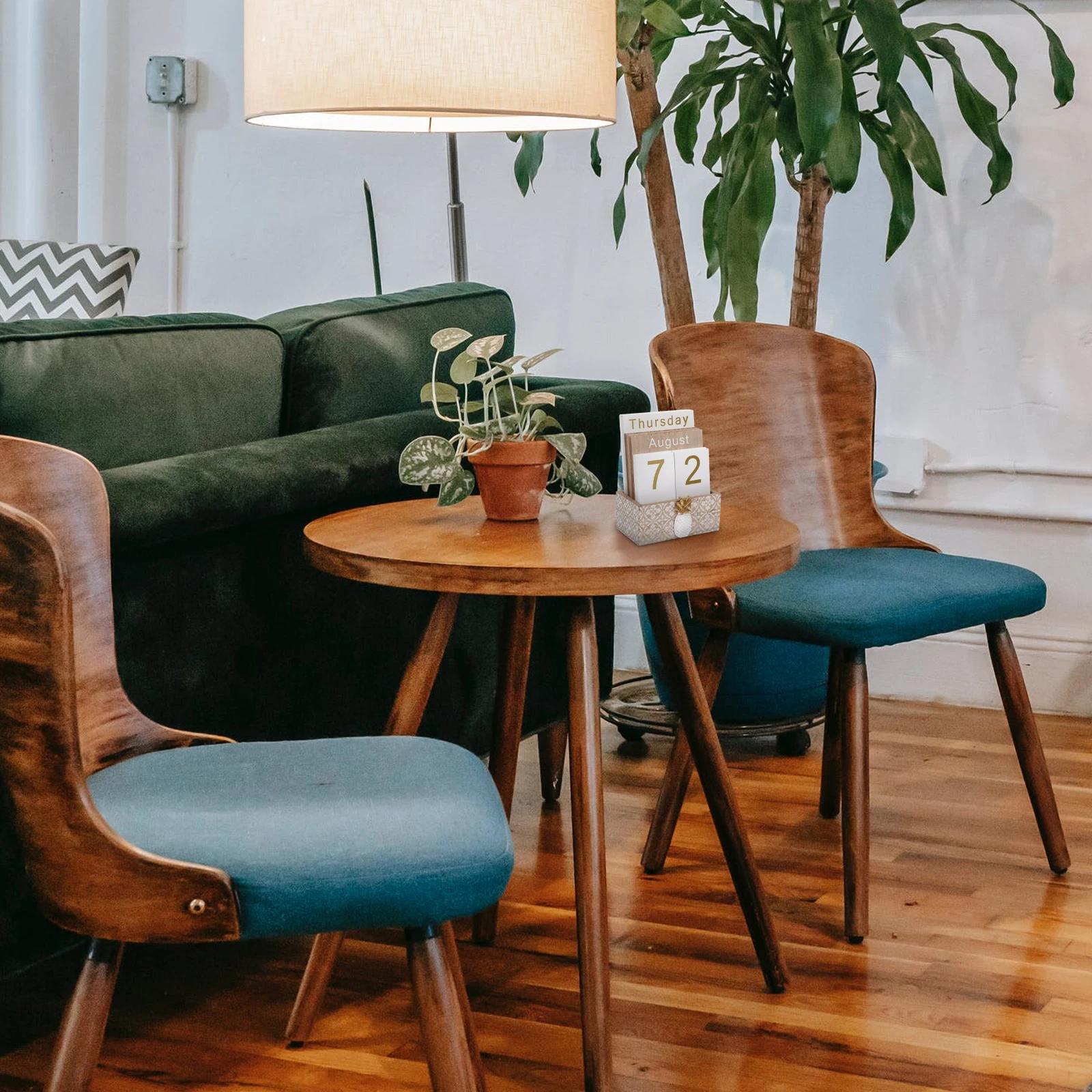 1 set calendario in legno ornamento calendario da tavolo creativo artigianale elegante decorazione da tavolo per ufficio domestico pratico ornamento in legno