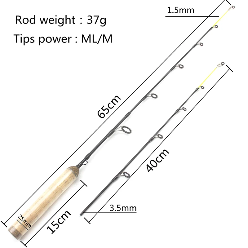 Lowest Profit 2Tips Lightweight Ice Fishing Pole 65cm 37g Ice Fishing Rod Winter Fishing Casting Rod Fishing Tackle ROD FISH ROD