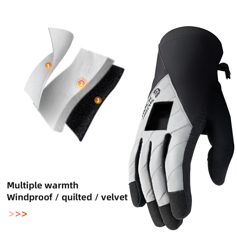 ROCKBROS Winter Bicycle Gloves Thermal Fleece Warmer Motorcycle Electronic Bike Gloves Windproof Full Finger Cycling Gloves