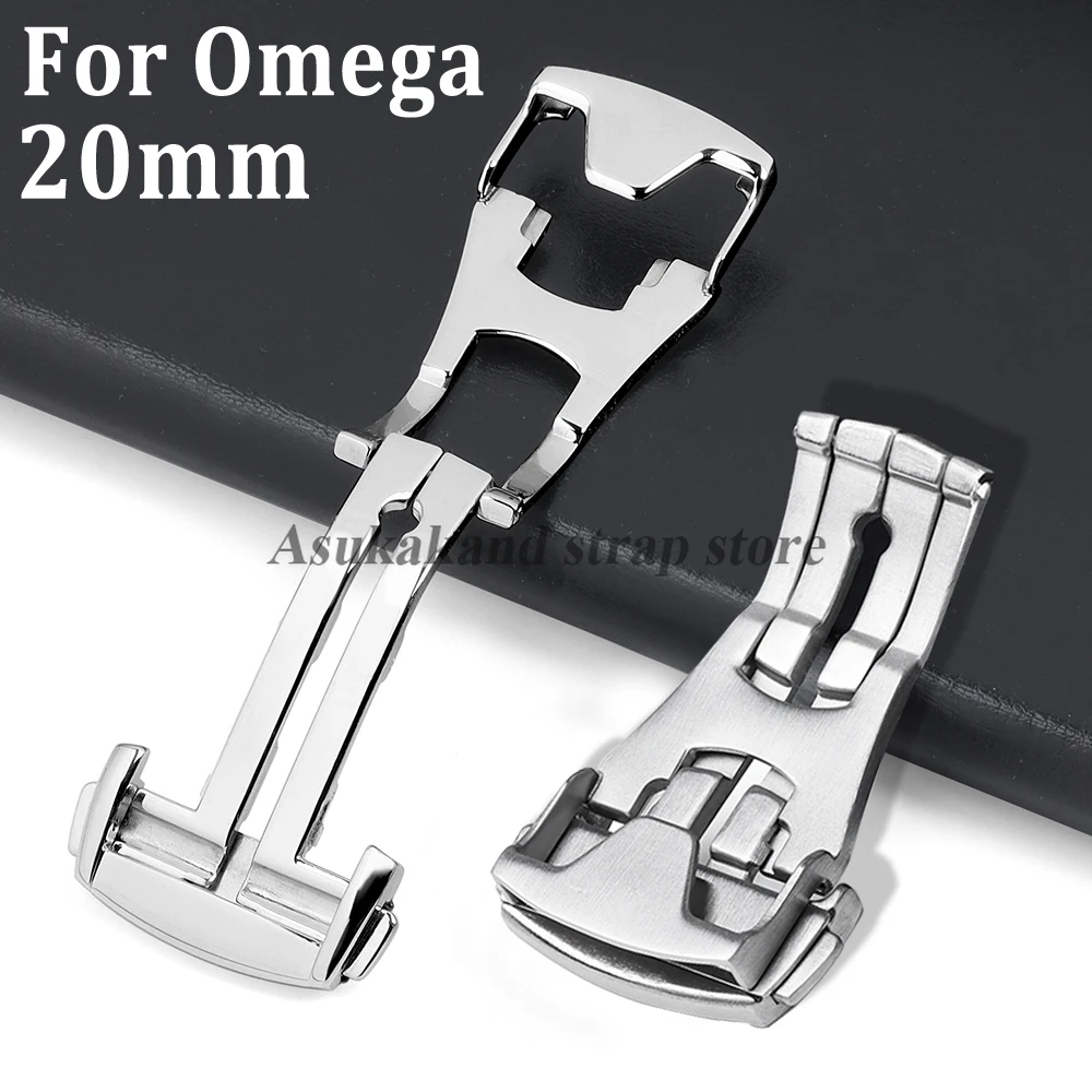 20 مللي متر ماتي مصقول الفولاذ المقاوم للصدأ حزام مشبك ساعة لساعة أوميغا الفرقة للطي المشبك المعدني لزر الفرقة الجلدية سيليكون