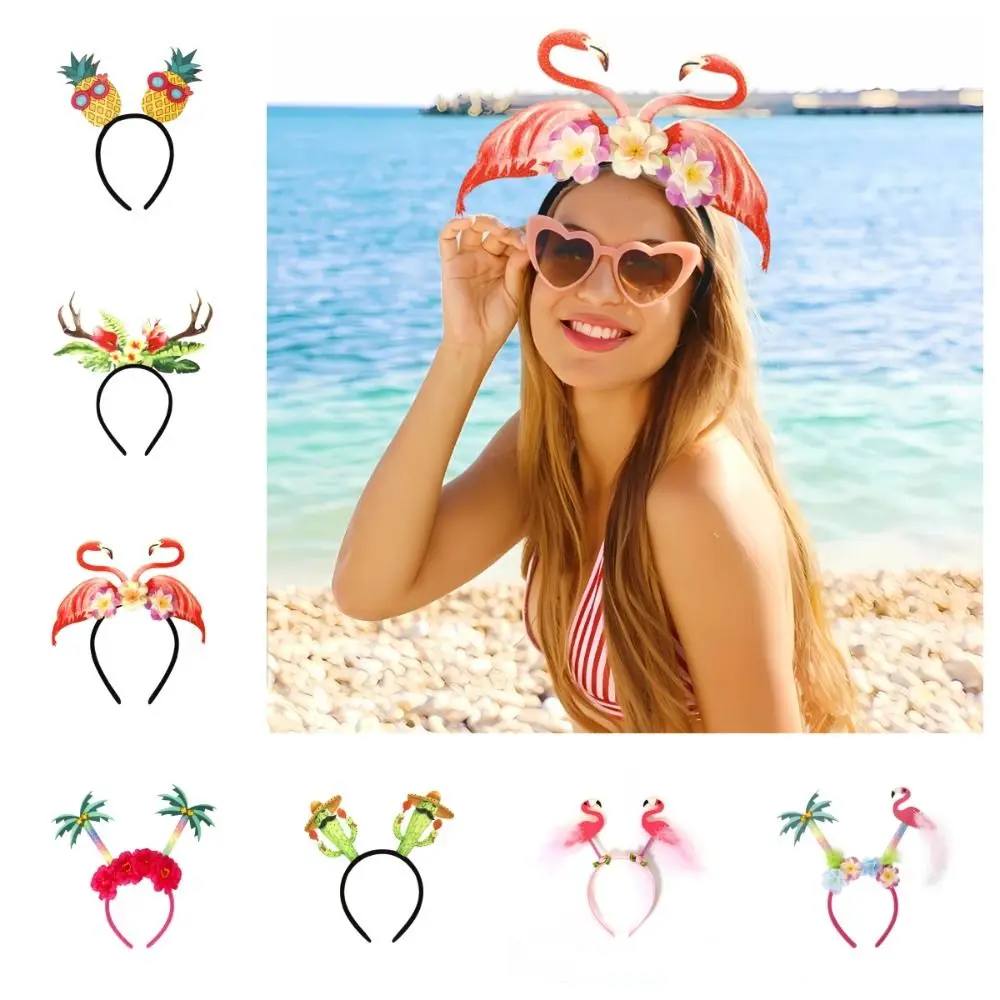 Happy Pineapple Hawaiian Party Headband Flamingo Coconut Tree Party Props Hairband Hairband Headwear Funny Headwear Man view 4