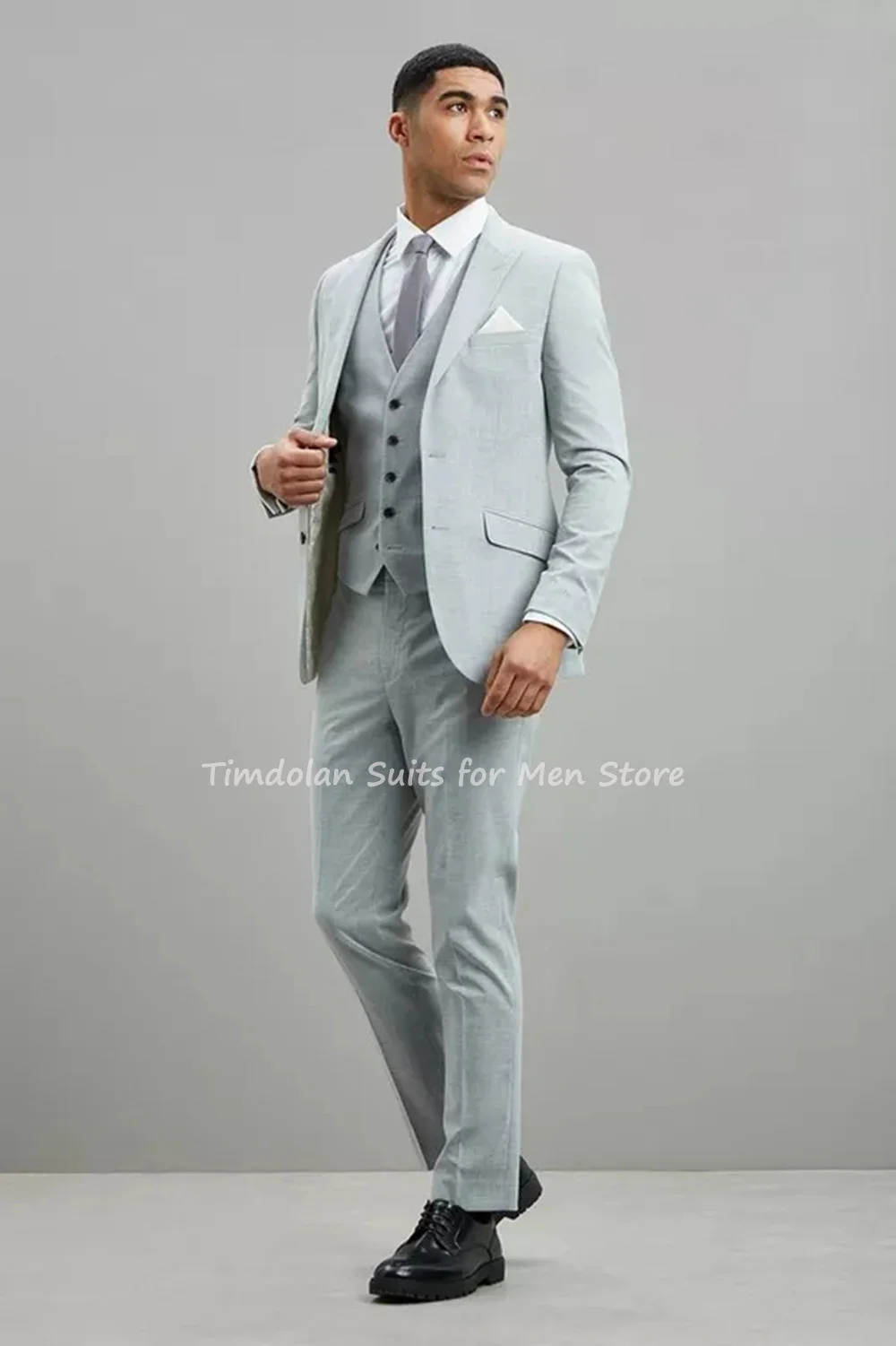 

Light Green Peaked Lapel Blazer Trousers Party Wear Male Suits Sets Wedding Costume Homme Slim Fit Outfit 3Pcs Jacket Pants Vest