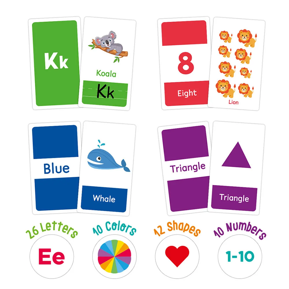 Cartes Flash de l'Alphabet Présвpour Tout-Petits de 2 à 4 Ans, ApprentiCumbria des Couleurs et des Nombres, Animaux, Jouets, 58 Pièces