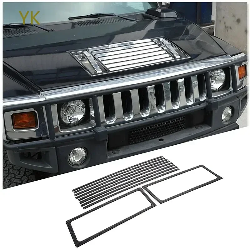 

For Hummer H2 2003-2007 Soft Carbon Fiber Car Front Engine Air Vent Cover Decorative Sticker Car Accessories