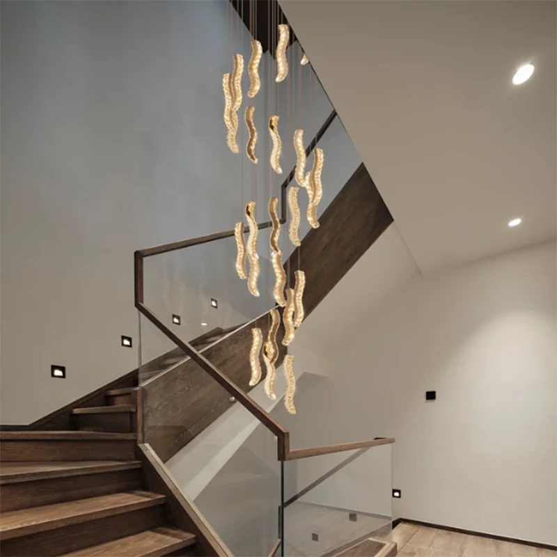 Nowoczesny żyrandol na schody Lampy wiszące oświetlenie wewnętrzne Lampa sufitowa wisząca lampa led Żyrandole do salonu oświetlenie wewnętrzne