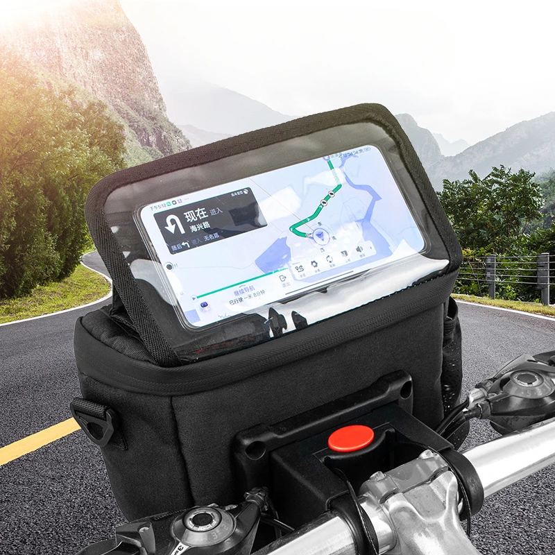 Bicycle Handlebar Bag Bike Phone Holder Bag Screen Touch Multi-function Foldable Bracket Cycling Frame Bikepacking Rainproof