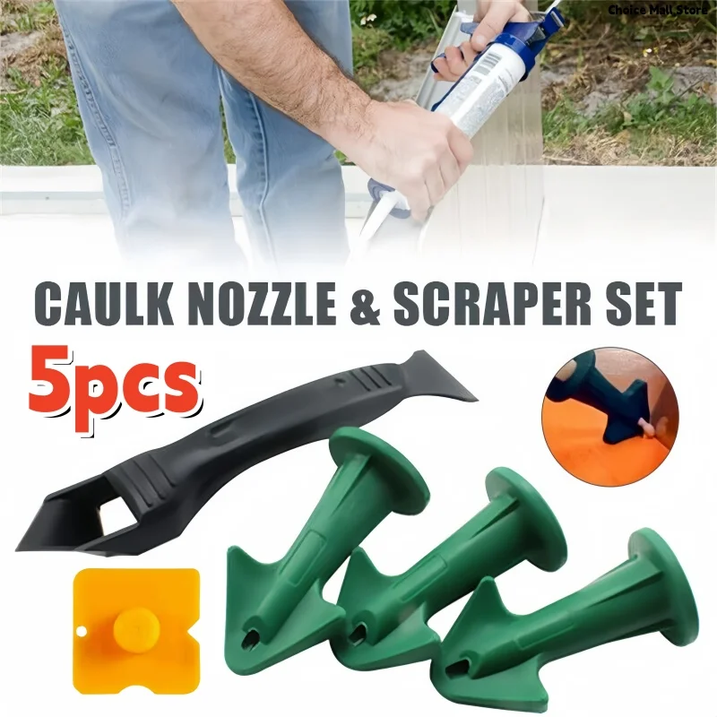 

5Pcs Caulking Nozzle Applicator Finishing Tool Spatula Glue Shovel Tile Brick Joints Floor Silicone Remover 5 In 1 Hand Tool Set