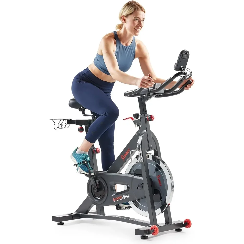 Fitness Pro Belt Drive Indoor Cycling Stationary Exercise Bikes with Optional SunnyFit® App Enhanced Bluetooth Connectivity.