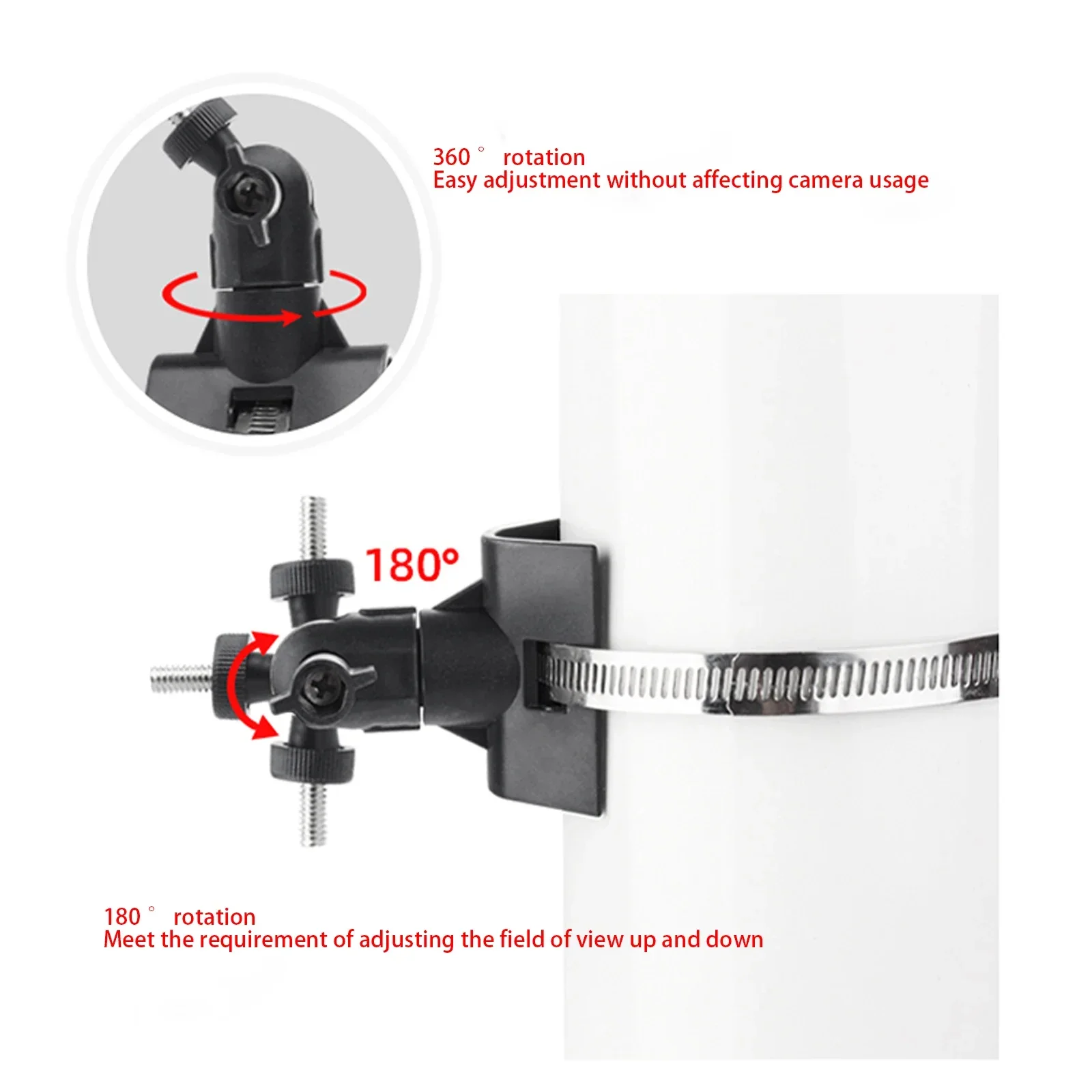 Imagem -05 - Braçadeira de Mangueira Inoxidável Ajustável para Campainha de Anel Tubo de Aro Suporte de Montagem em Polos Campainha de Anel Plus Plus Plus Wyze Cam v3 Piscar xt Xt2 Preto