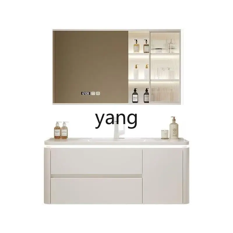 

YHM cream white rounded corner bathroom combination circular arc bathroom cabinet sink