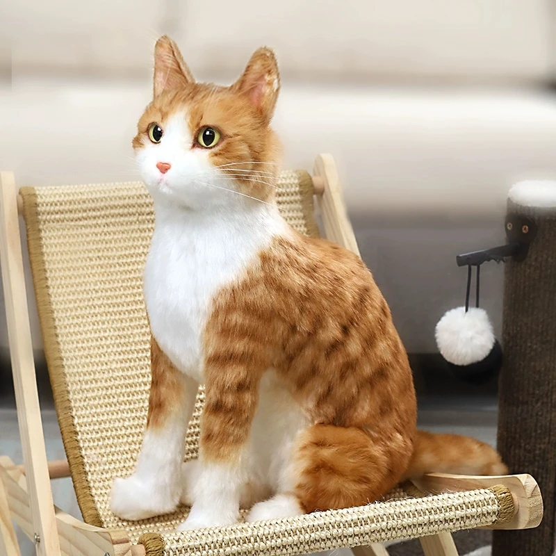 

Simulated Animal Cat Plush Toy Orange Cat Pet Doll Companion Gifts Decoration 38x22cm DY10405