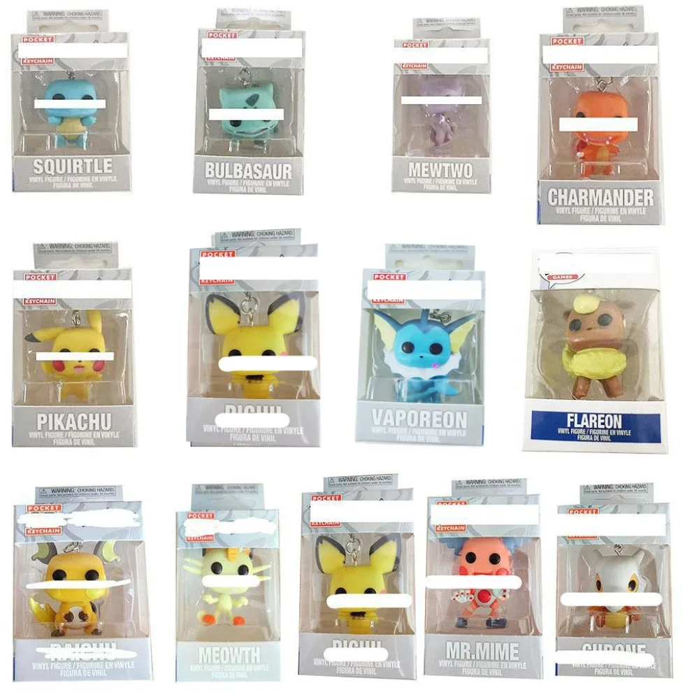 FUNKO Pocket Keychain Pokémon Pikachu Squirtle Bulbasaur Multiple Options Mini Kawaii Action Toy Figures Pendant Keychains Gifts