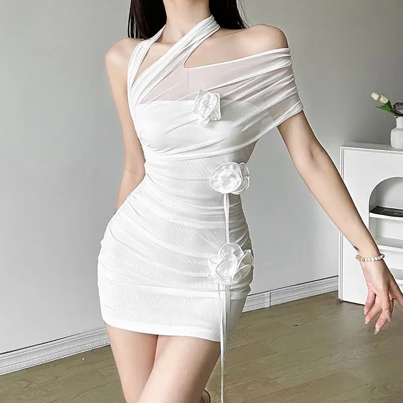 

Dress With Mesh Splicing, Gentle Temperament Sweet Style Slim Fit Hip-Hugging Short Skirt Chic Waist-Cinching Dress For Women