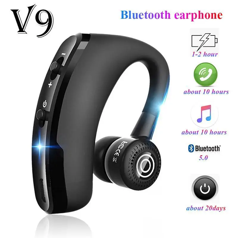 New V9 Wireless Bluetooth 5.0 Headset Hands-free Noise Reduction Sweatproof Sports Earphones With Microphone for Car Driving