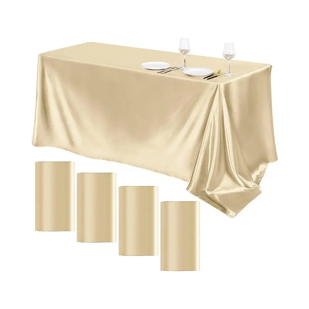 Solid Tablecloth Dacron Rectangle Tablecloth Stain and Wrinkle Resistant Washable Polyester Table Cloth for Christmas Birthday