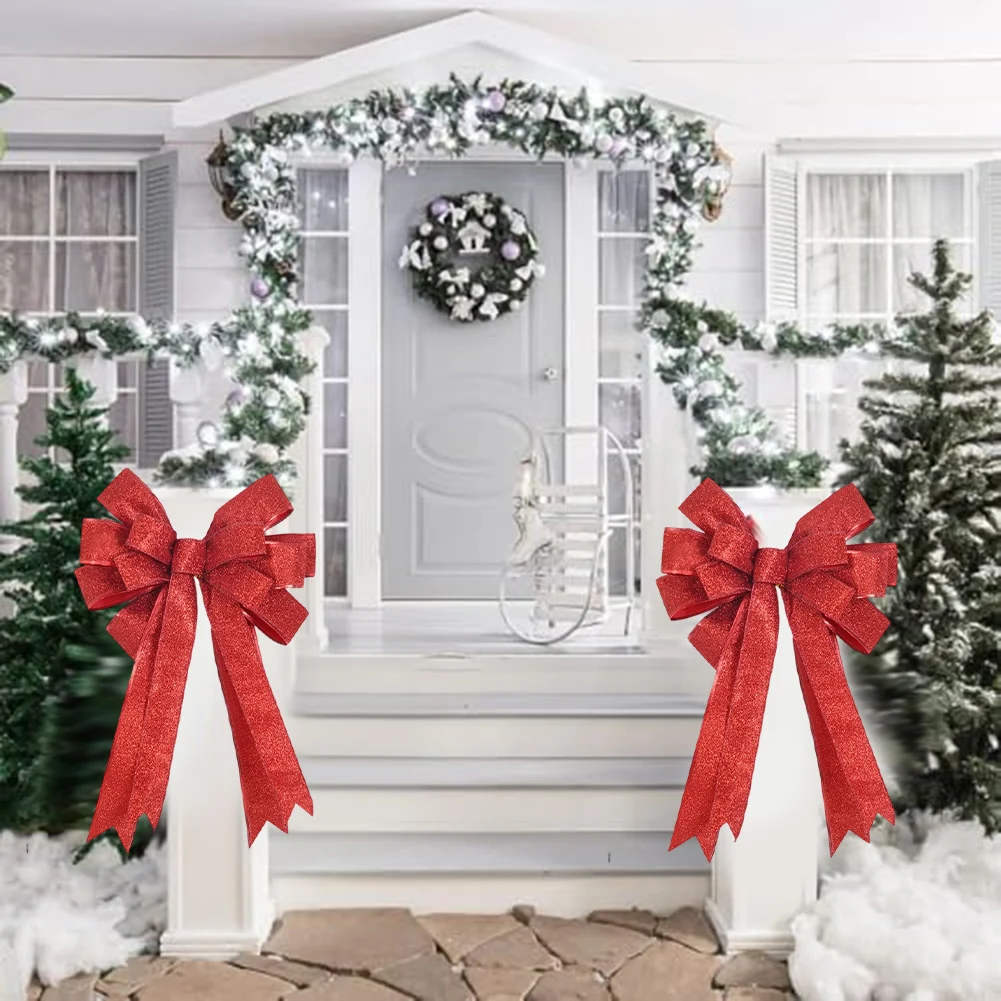 

For Outdoor Spaces Christmas Bow Decoration Classic Christmas Style Easy To Use Design Perfect For Seasonal Decoration