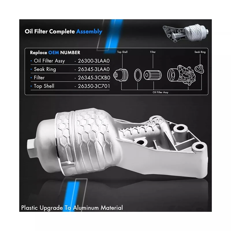

26300-3LAA0 Upgrade Aluminum Oil Filter Assembly Kit Fit For Hyundai Palisade 2020-2024 Genesis G80 2017-20