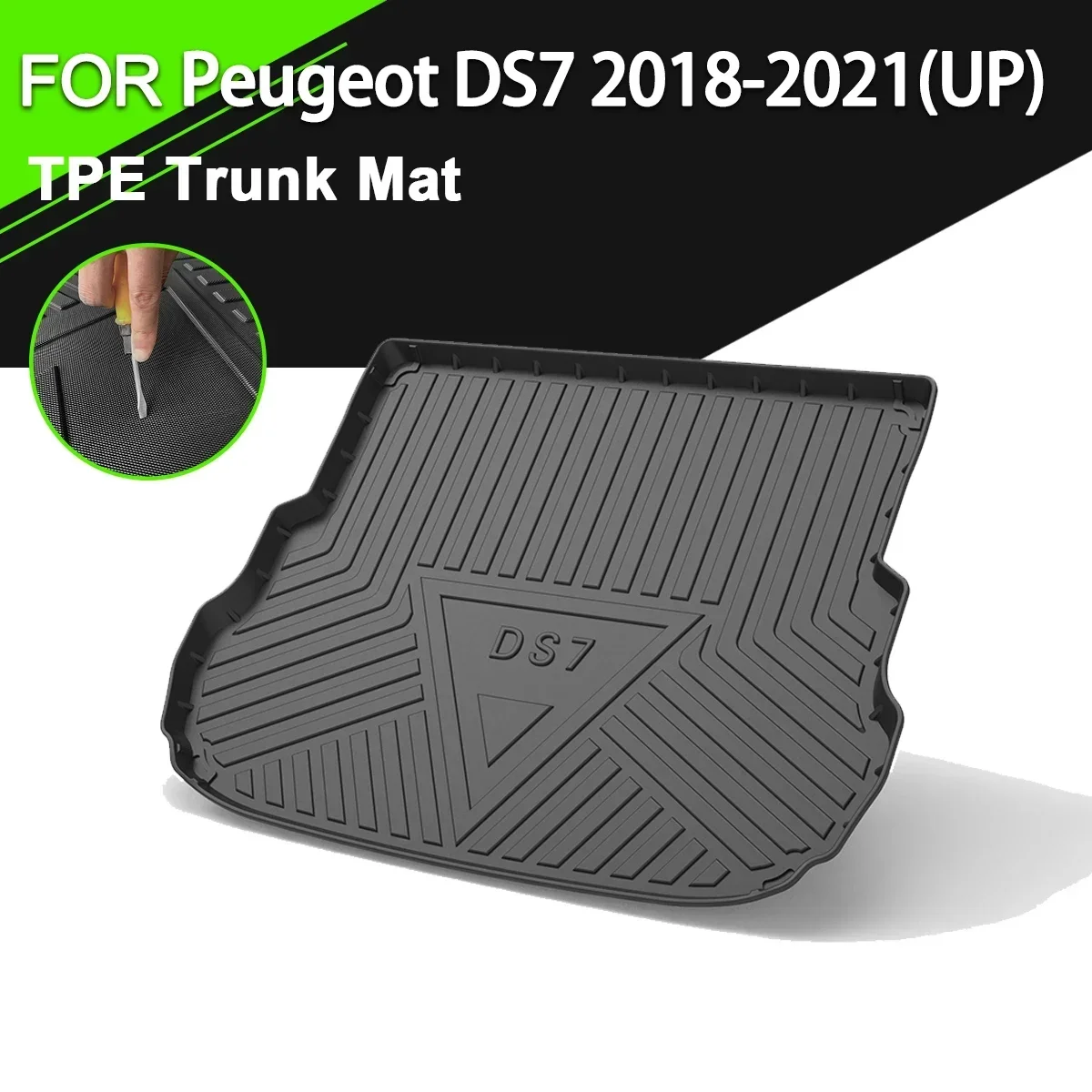 

Коврик для заднего багажника автомобиля для Peugeot DS7 2018-2021(UP) TPE, водонепроницаемый нескользящий резиновый подкладка для груза, аксессуары