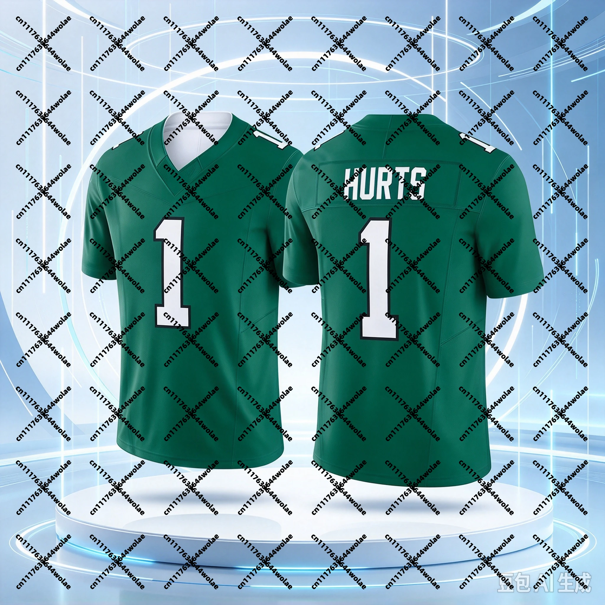 Men #1 Hurts American Football Jersey Quick Dry V‑Neck Short Sleeve Fan Sport Training Tops Adult Youth Boys Family Matchin