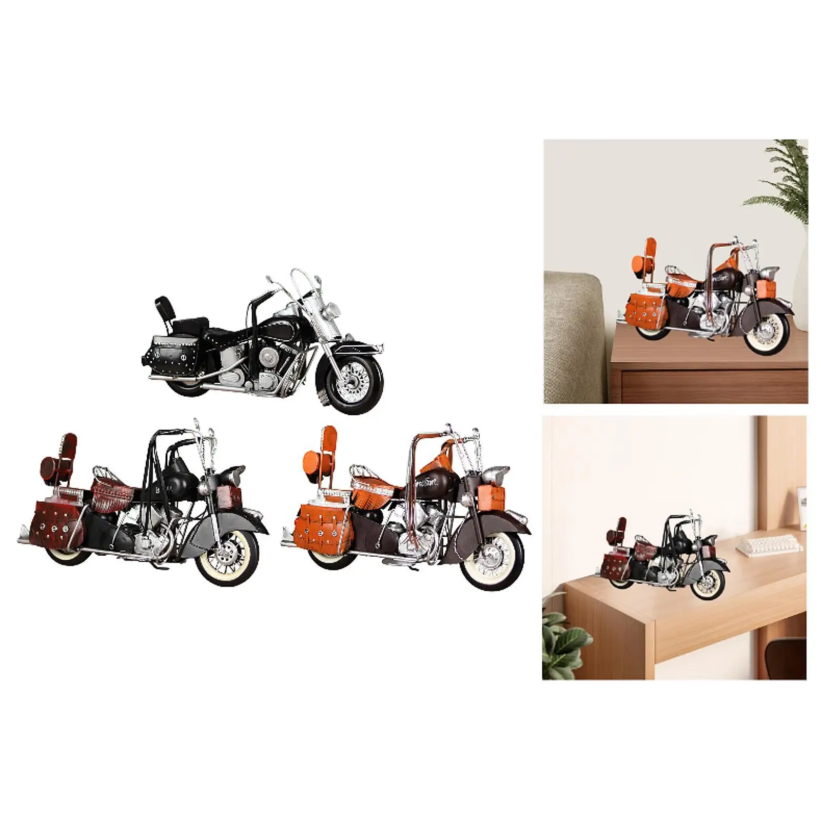Classic Motorcycle Sculpture Metal Figurine Iron Art Vintage Model Desk Decor Home Office Collectible Ornament for Motorcycle