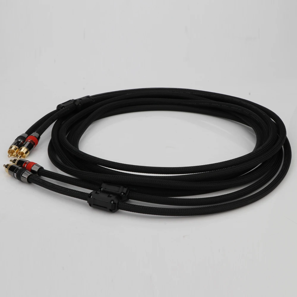 Paar 2RCA zu 2RCA Verbindungskabel 6N OFC Versilbertes RCA-Audiokabel für Heimkino DVD TV Verstärker CD – Detail 12