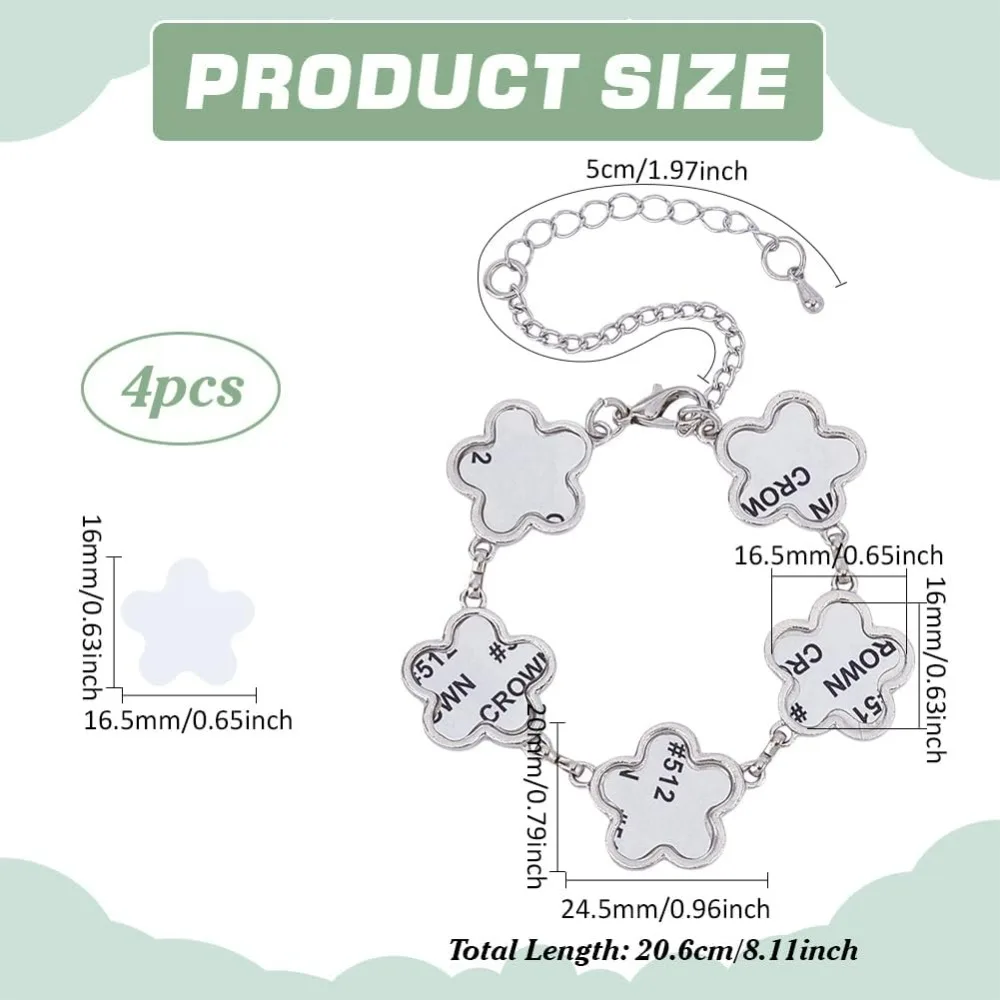 4 مجموعات أساور التسامي سوار نقل الحرارة مع صواني فارغة صور الحافة صينية سوار قابل للتعديل سوار التسامي