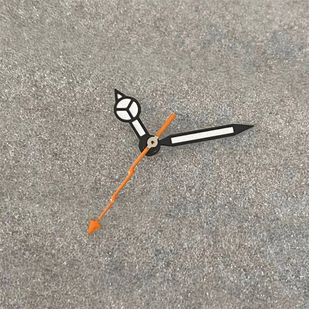 Aguja de reloj luminosa verde adecuada para NH35 NH36 4R 7S, puntero de movimiento, borde negro, blanco, tres pines