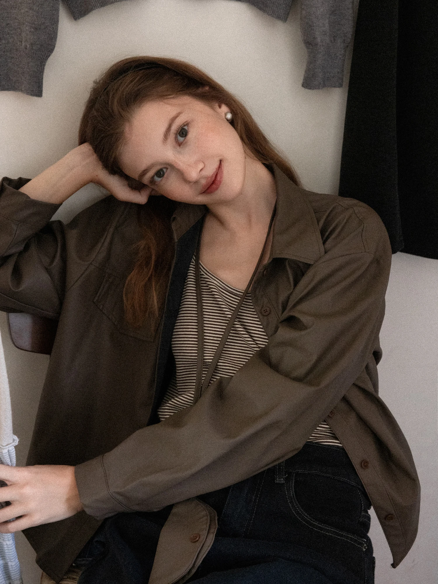 Giacca in Pelle Marrone Stile Retrò Americano da Donna, Design alla Moda per Moto e Pendolarismo, Manica Lunga