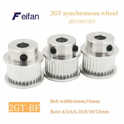 3D Printer Parts GT2 Timing Pulley 2GT 28T/30T/32T Tooth Teeth Bore 4/5/6/6.35/8/10/12mm ,Synchronous Wheels Width 6/10/mm Belt