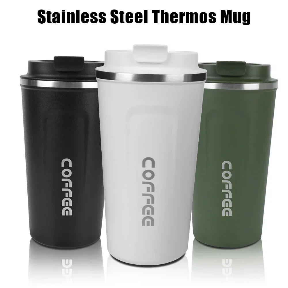 Thermo Cafe Car Thermos Mug for Tea Water Coffee Leak_Proof Travel Thermo Cup Coffee Mug 380/510ML Double Stainless Steel