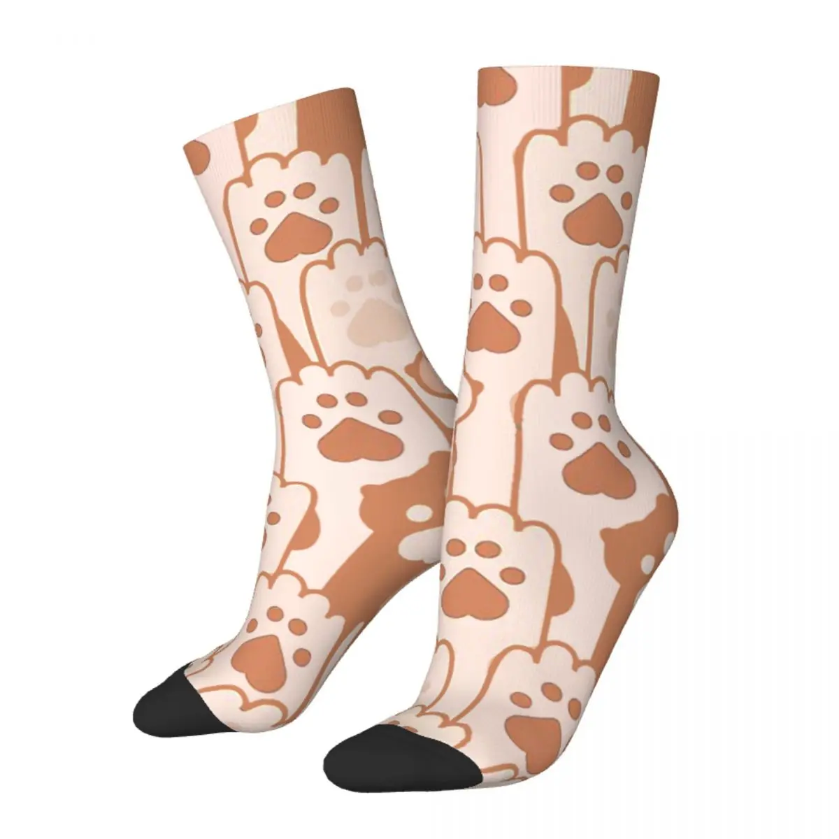 Hip Hop Vintage Paws Crazy Men's Socks Peach Cat Unisex Harajuku Seamless Printed Funny Novelty Crew Sock Boys Gift