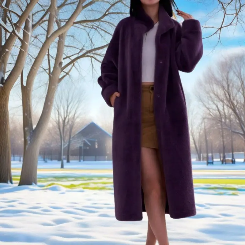 Luxe losse herfst winter dames bontjas warme dikke lange nepbontjas revers overjas pluizige jas ontwerp zachte wollen jas