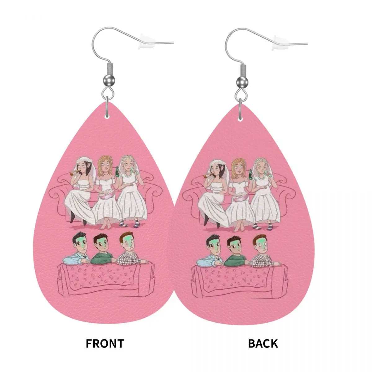 Brincos pendurados personalizados, amigos, caras vs meninas, brincos de lágrima de couro pvc para presentes, joias delicadas