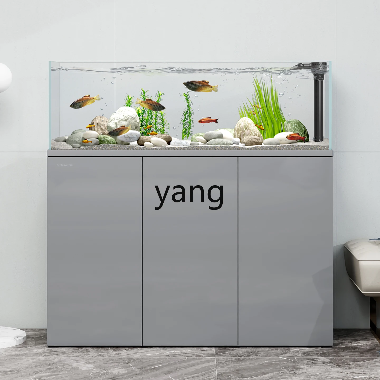 Lmm original ecological wild mining landscaping fish tank living room office floor bottom filter goldfish tank